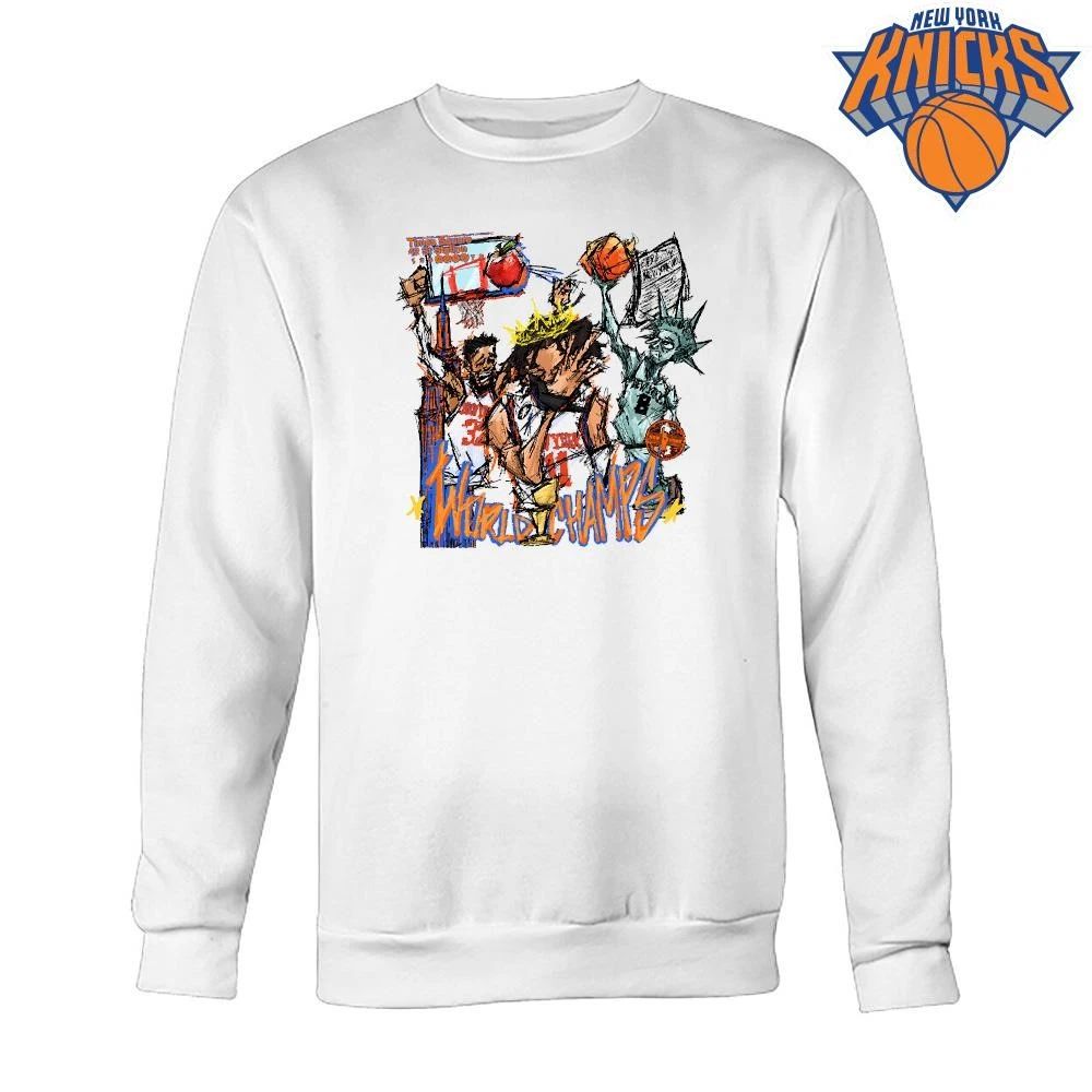New York Knicks Champions NBA 2026 World Champs Abstract Sketch Graffiti Art Shirt