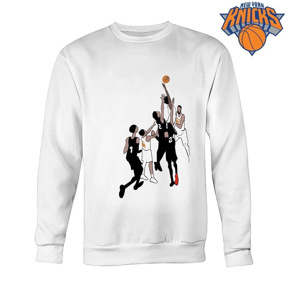 Minimalist OG Anunoby New York Knicks Tip In Basketball Jump Ball Action Artistic Design NBA Finals 2026 Shirt