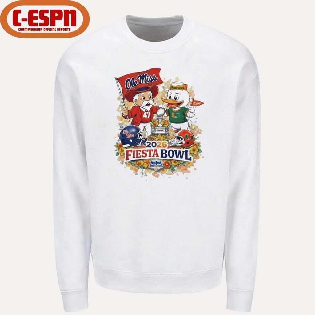 Colonel Reb Ole Miss Vs Sebastian the Ibis Miami CFP 2026 Fiesta Bowl Matchup T-Shirt