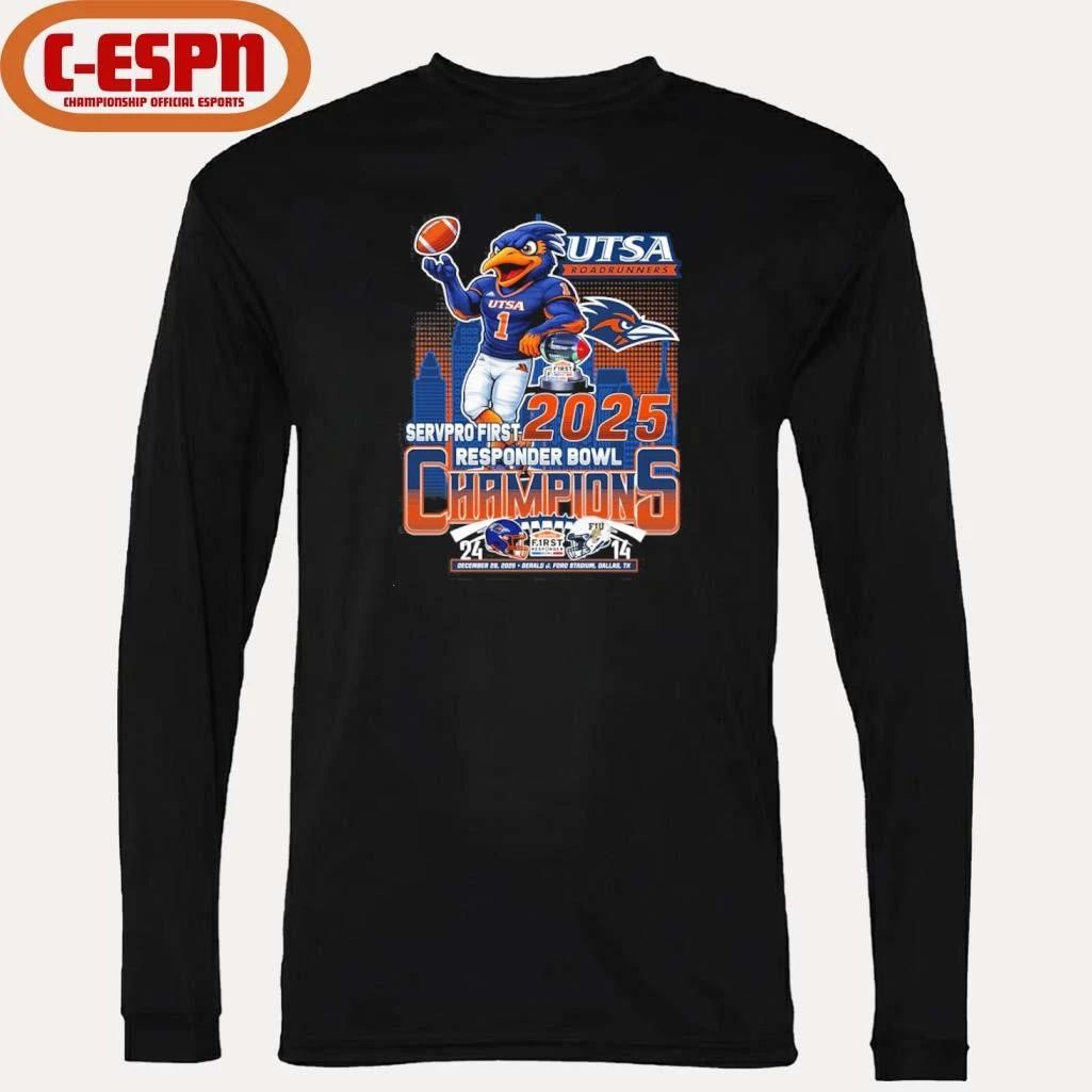 UTSA Roadrunners Mascot 2025 Responder Bowl Champions Shirt