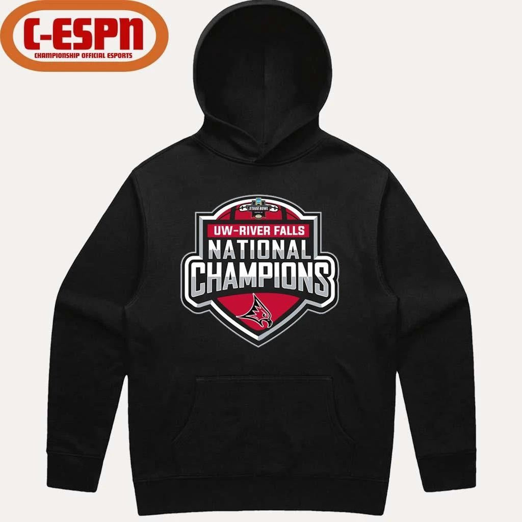 UW-River Falls Falcons 2025-26 DIII Football National Champions Logo T-Shirt