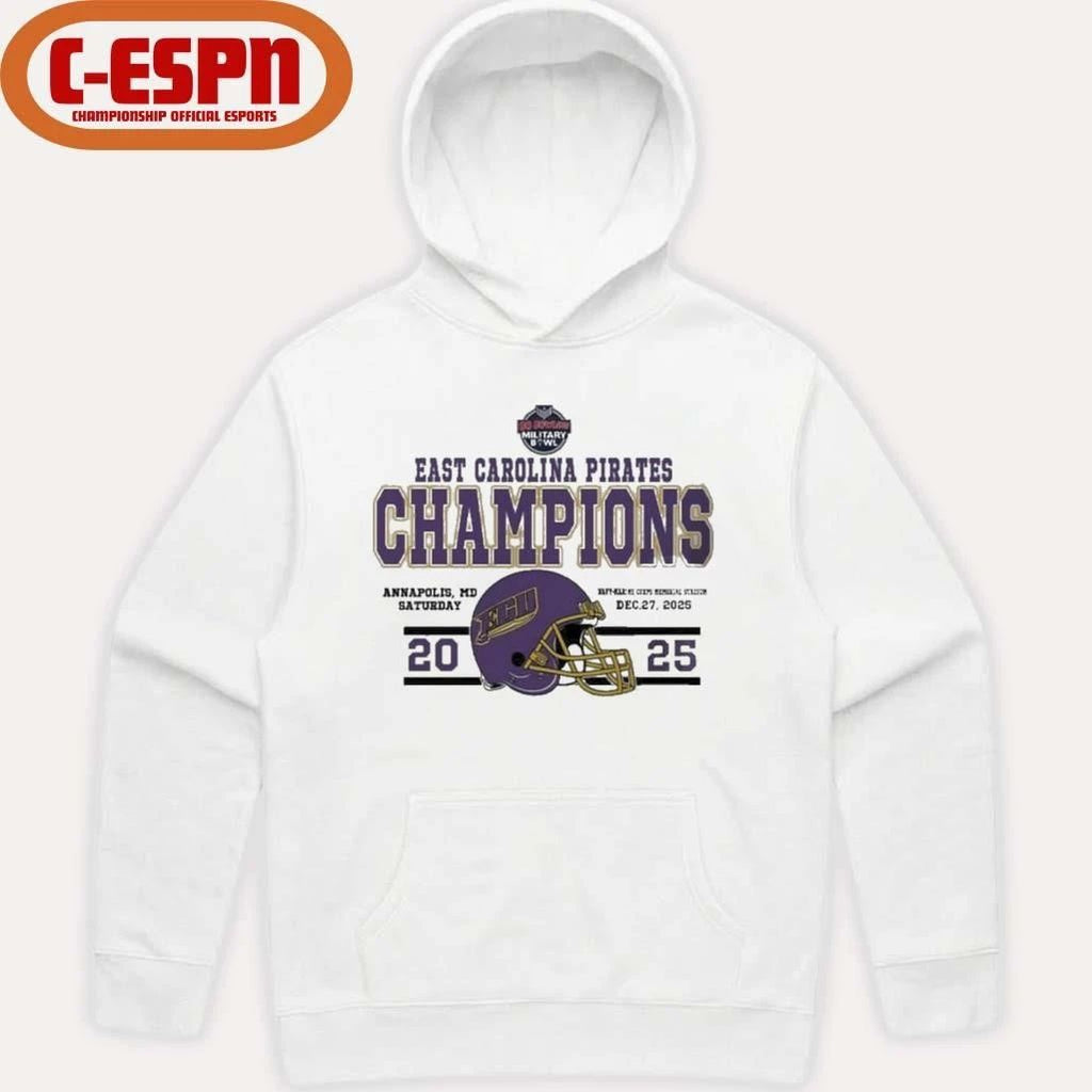 East Carolina Pirates Football Named To Champions 2025 Go Bowling Military Bowl Shirt