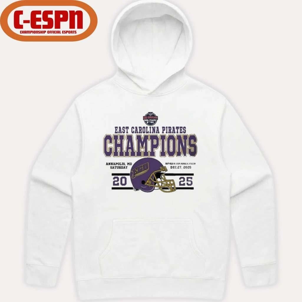 East Carolina Pirates Football Named To Champions 2025 Go Bowling Military Bowl Shirt