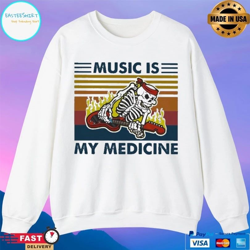 Skeleton Play Music Is My Medicine Vintage T-shirt