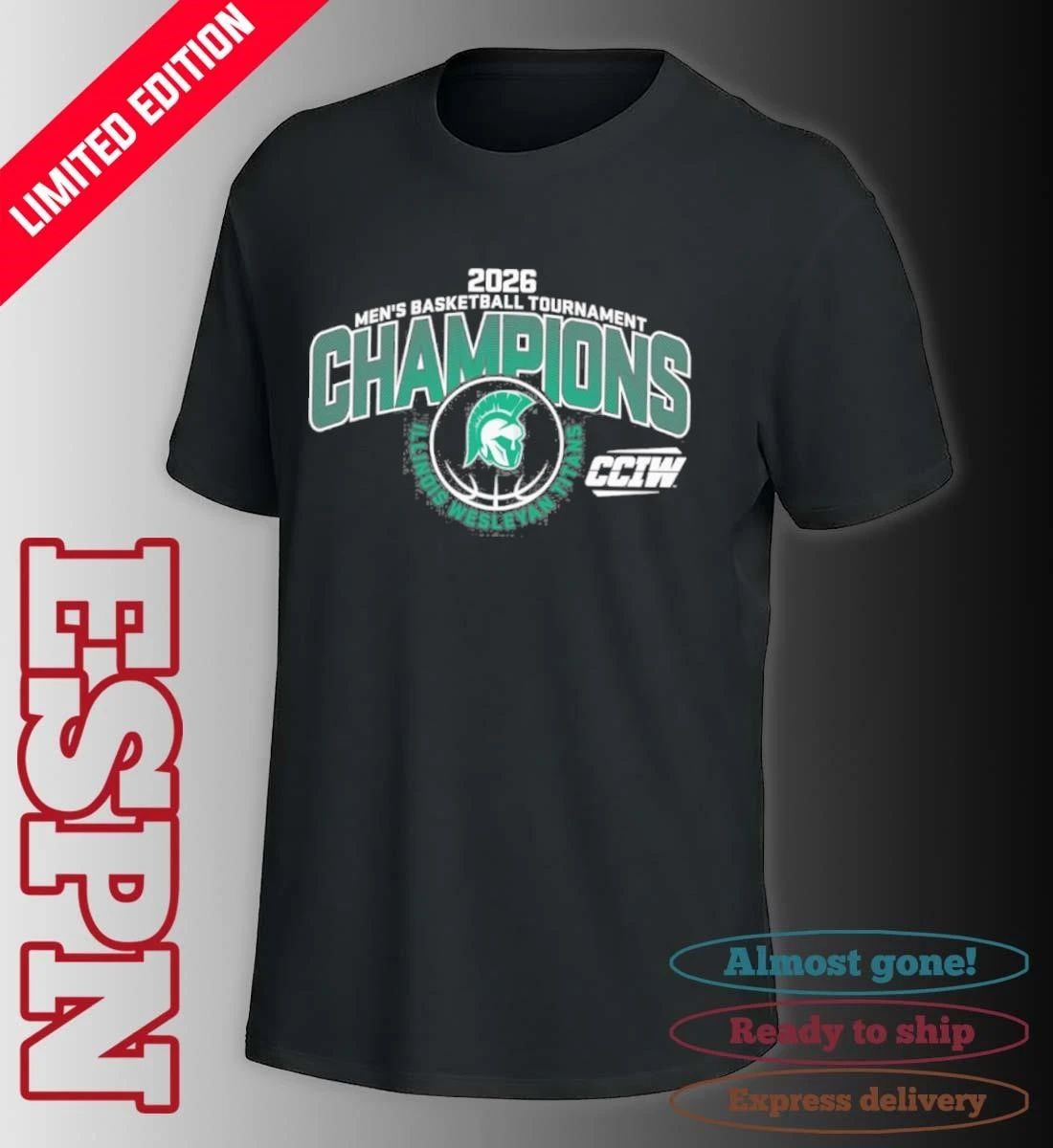Illinois Wesleyan University Men’s Basketball 2026 CCIW Tournament Champions T-Shirt