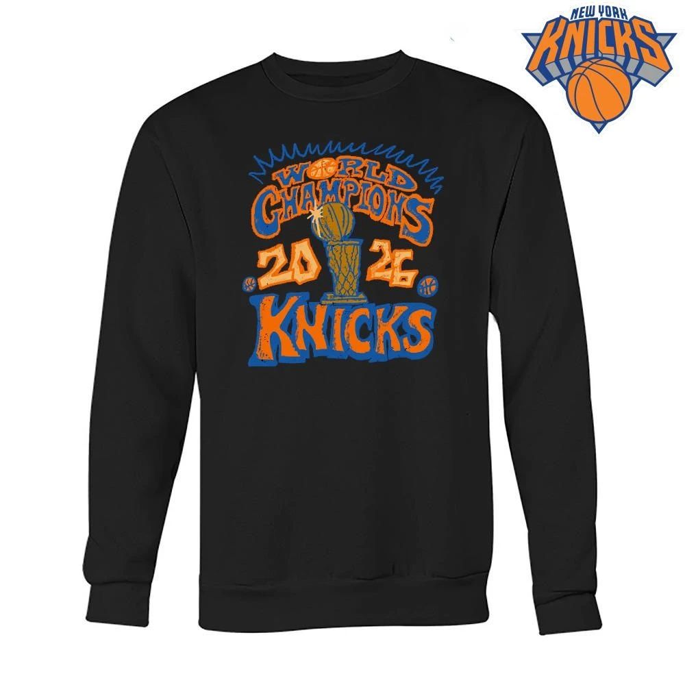 New York Knicks Champions NBA 2026 World Champions Retro Typography Shirt