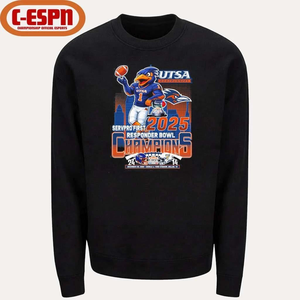 UTSA Roadrunners Mascot 2025 Responder Bowl Champions Shirt
