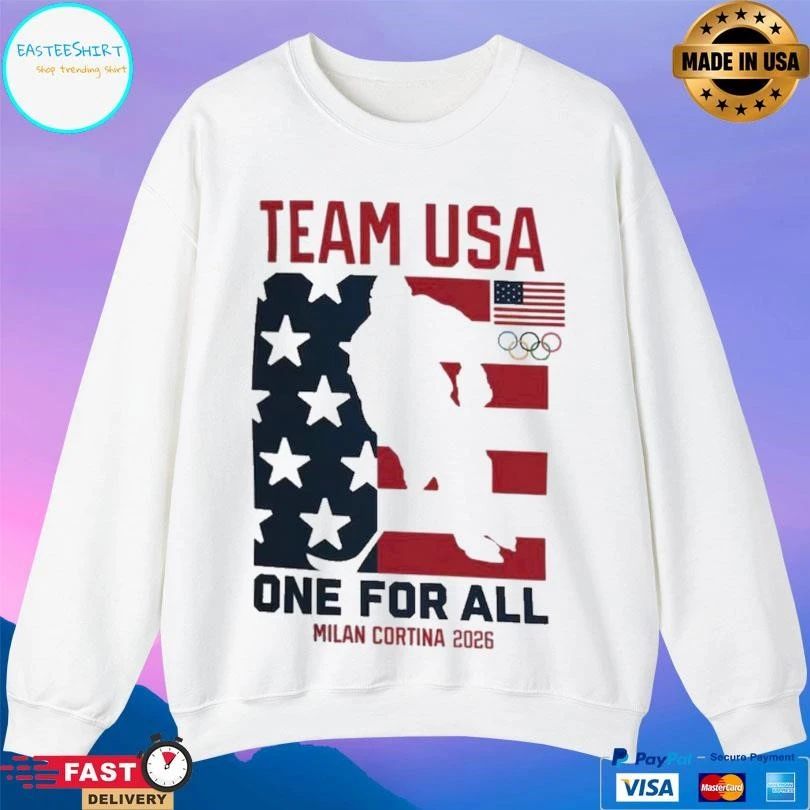 Team Usa One For All Milan Cortina 2026 Flag America Hockey Champions Gold Medal T-shirts
