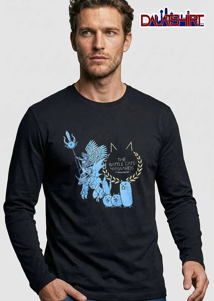 The Battle Cats Nyawards 11th Anniversary Characters Laurel Wreath Line Art shirt