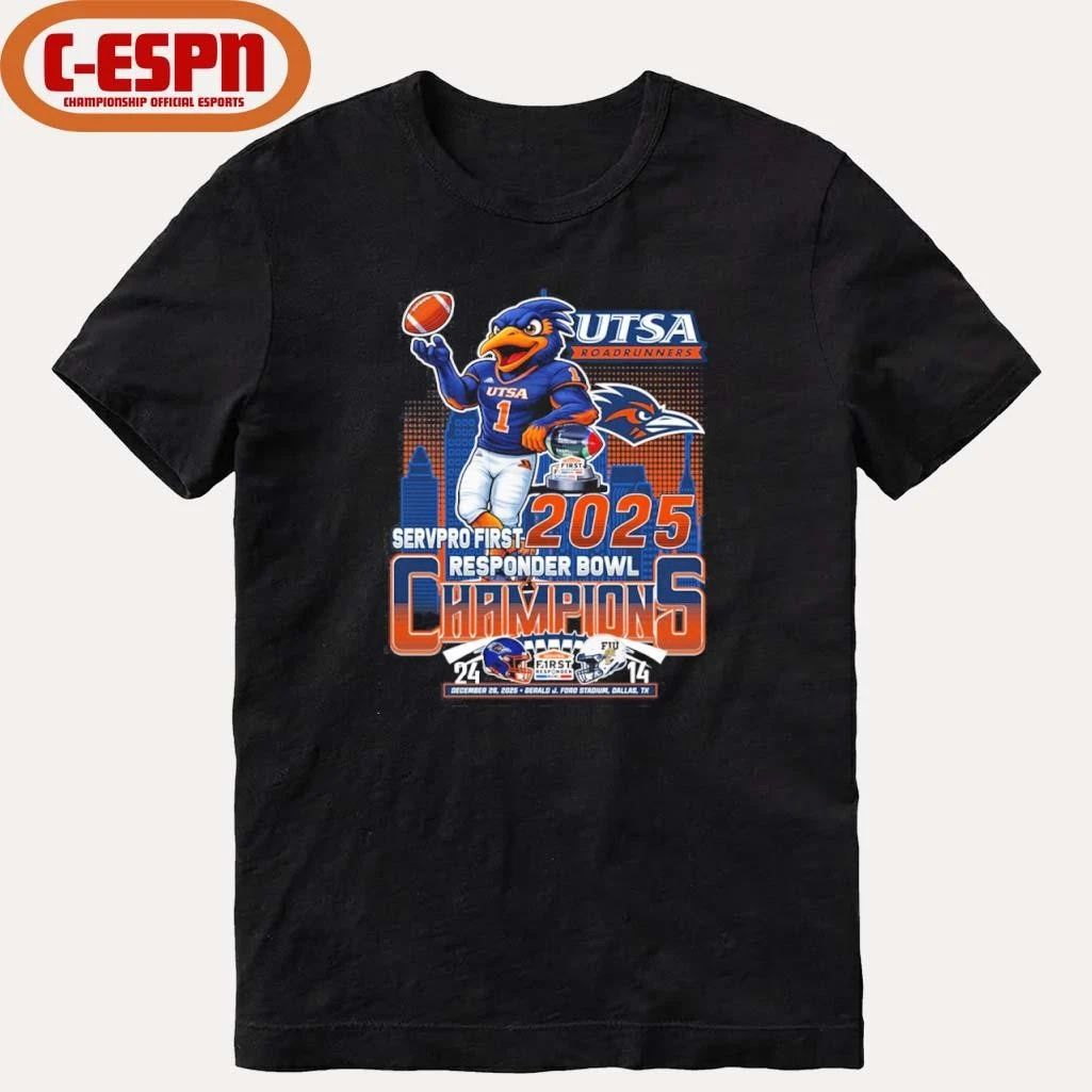 UTSA Roadrunners Mascot 2025 Responder Bowl Champions Shirt