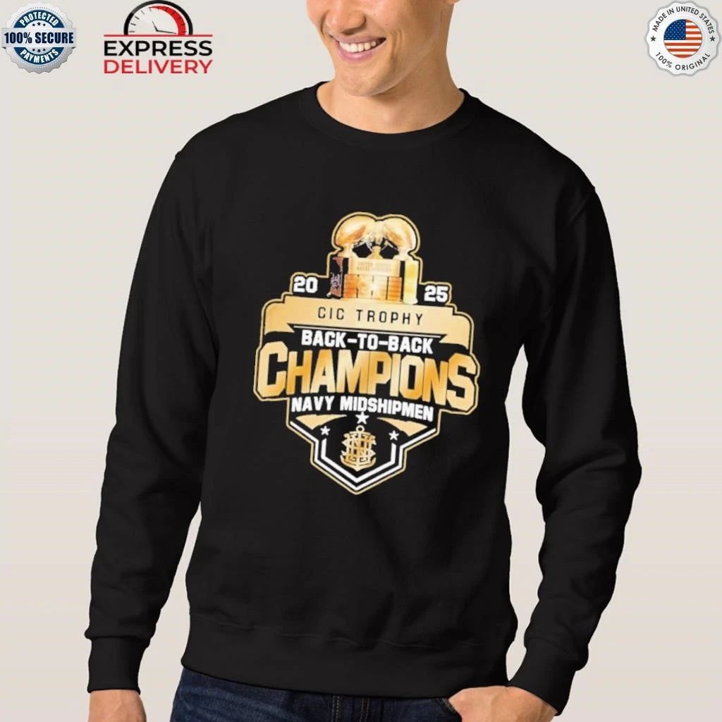 Navy Midshipmen 2025 Back To Back CIC Trophy Champions Shirt