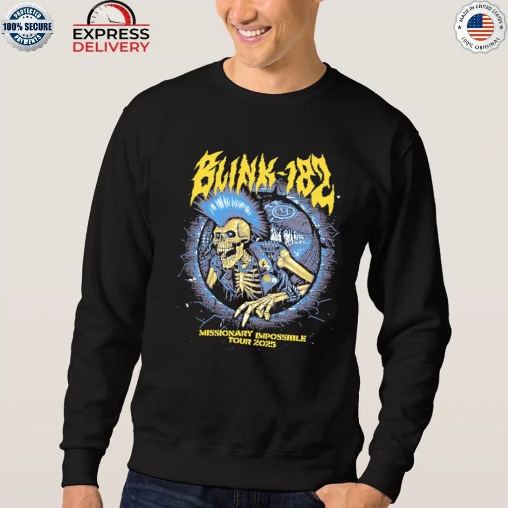 Blink 182 Mohawk Skeleton 2025 Tour Shirt