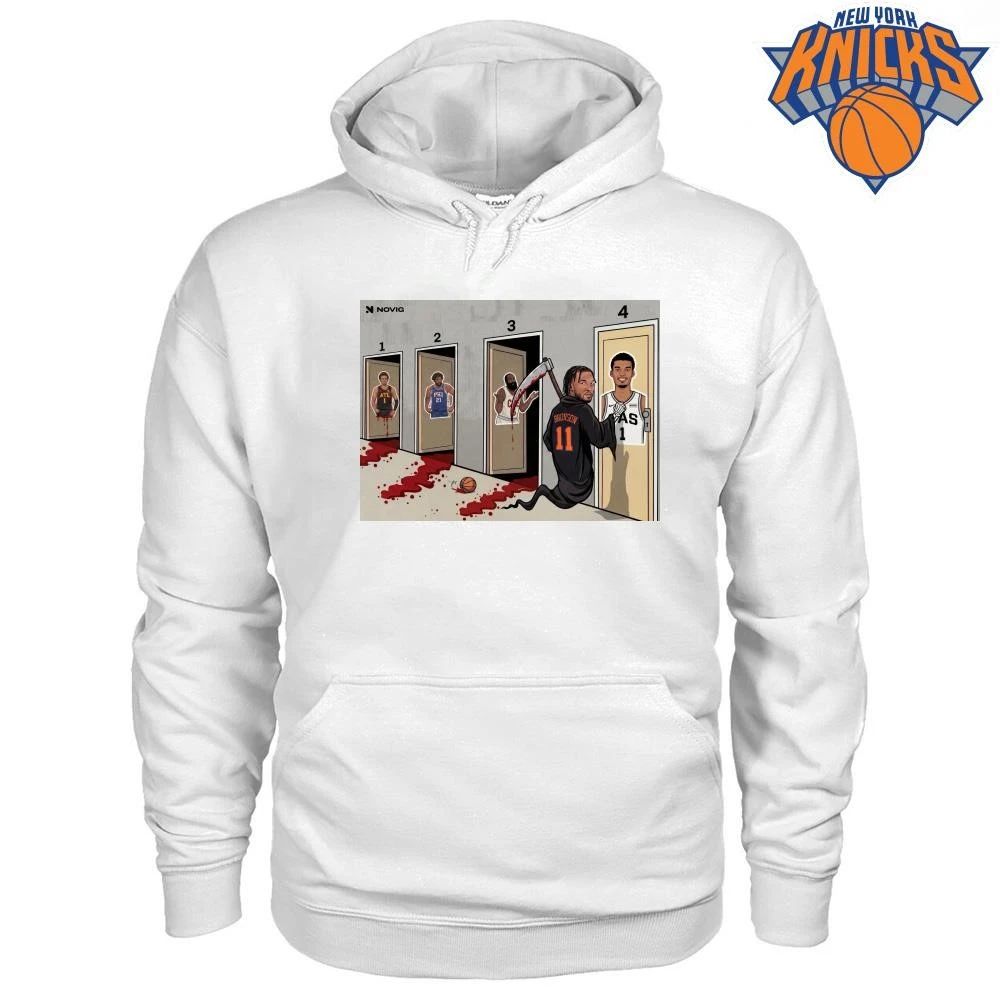 Jalen Brunson Grim Reaper Knocking On Doors Victor Wembanyama Trae Young Joel Embiid James Harden NBA Finals 2026 Meme Shirt