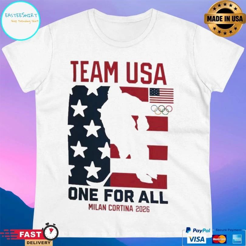 Team Usa One For All Milan Cortina 2026 Flag America Hockey Champions Gold Medal T-shirts