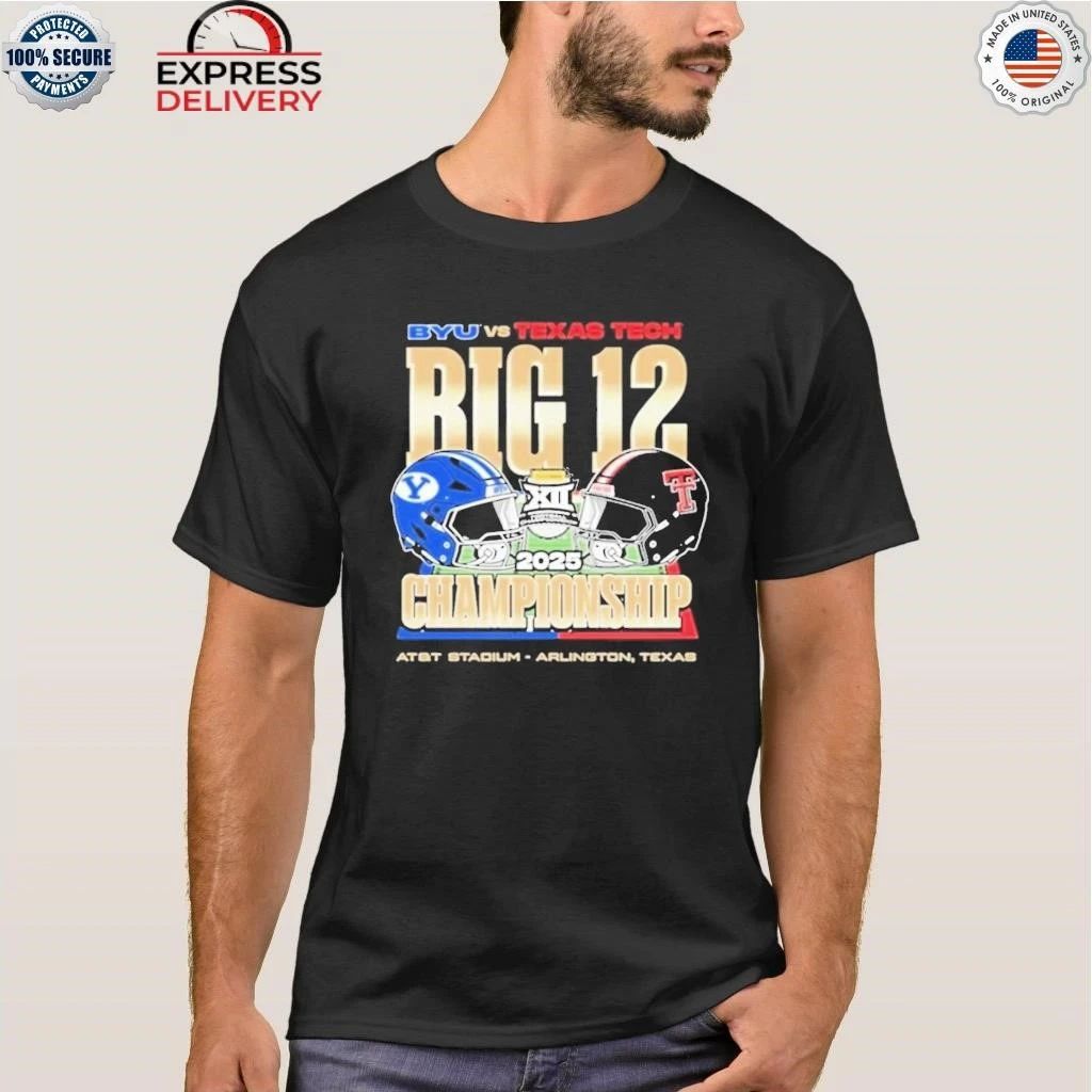 BYU Vs Tech Red Raiders 2025 Big 12 Football Championship Helmet Shirt