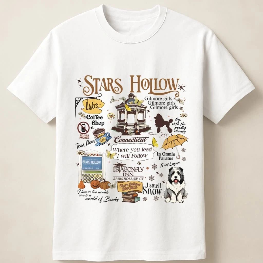 Gilmore Girls Stars Hollow Funny Cartoon Retro Snow Quote Unisex T Shirt
