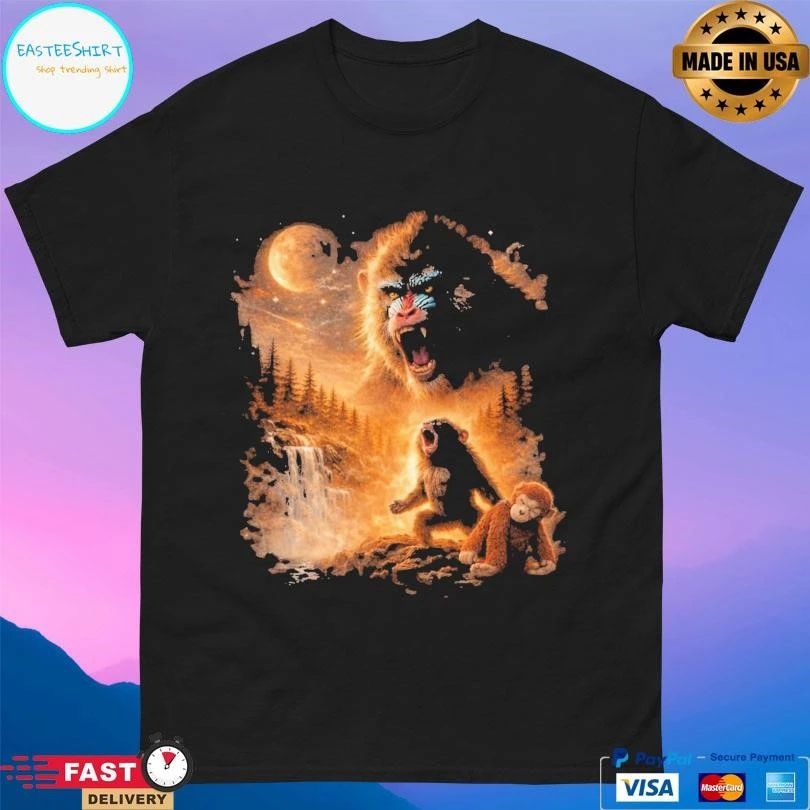 Baby Monkey Howling Moon Graphic 2026 T-shirts
