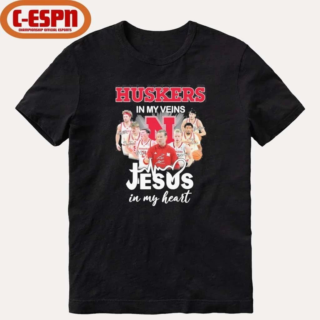 Nebraska Huskers Men’s Basketball In My Veins Jesus In My Heart Shirt