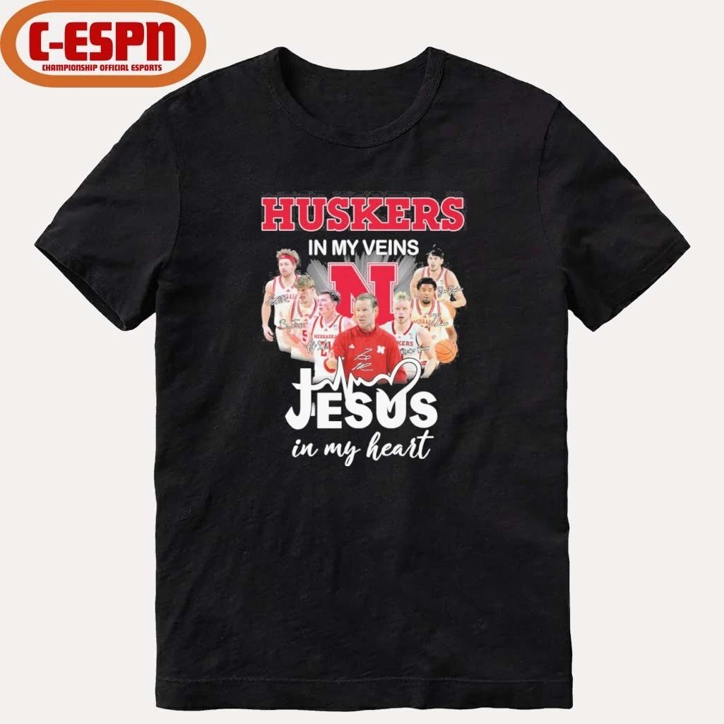 Nebraska Huskers Men’s Basketball In My Veins Jesus In My Heart Shirt