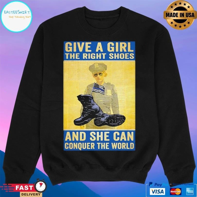 Give A Girl The Right Shoes And She Can Conquer The World American Flag T-shirt