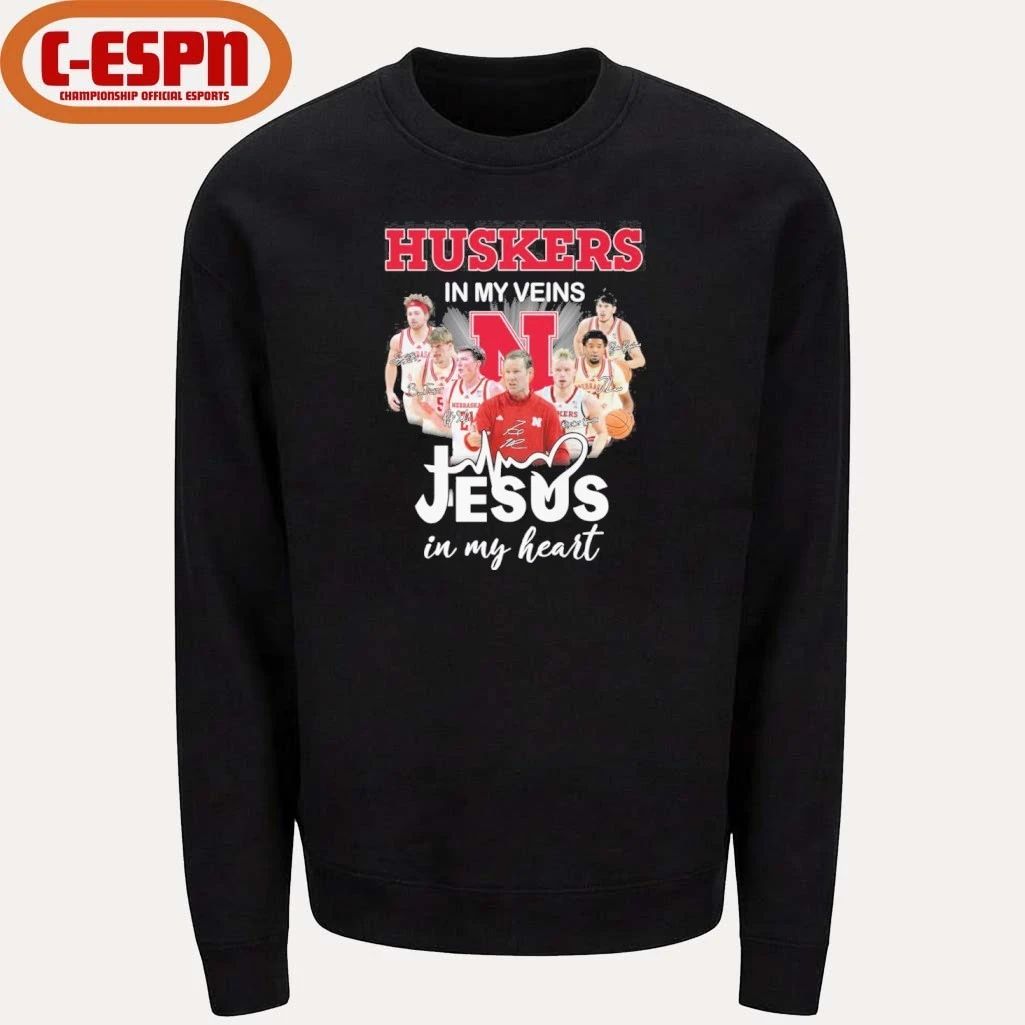 Nebraska Huskers Men’s Basketball In My Veins Jesus In My Heart Shirt
