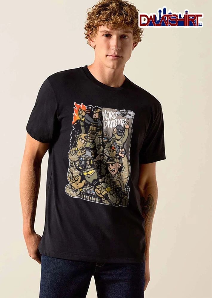 Nord Division Cartoon Caricature Tactical Soldiers Drone Spray Paint shirt