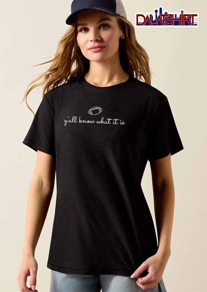 Yall Know What It Is Cursive Script White Line Art Football shirt