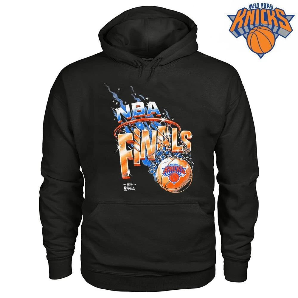 New York Knicks Basketball Net Rim Retro Sparkle Graphic NBA Finals 2026 Shirt