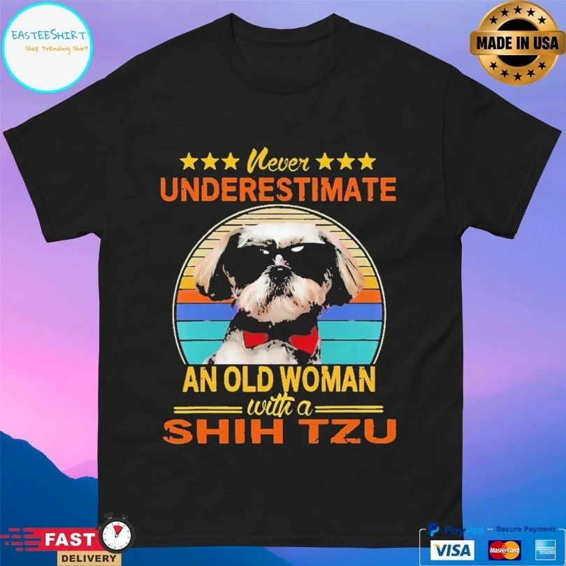 Never Underestimate An Old Woman With A Shih Tzu Vintage T-shirt