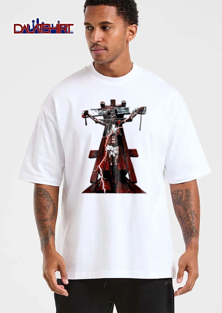 Horror Heavy Metal Crucified Zombie Star Lightning Wooden Cross shirt