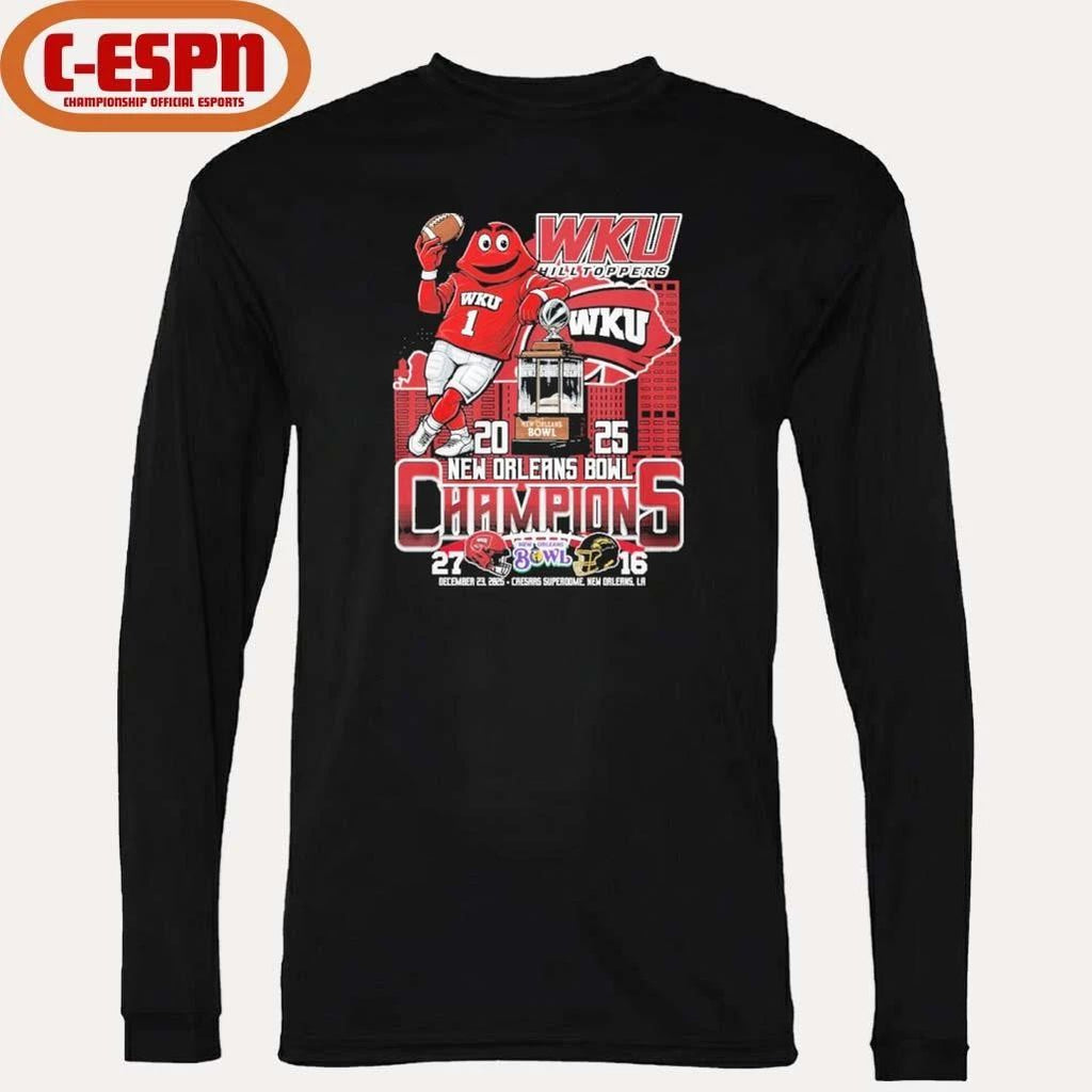 WKU Hilltoppers Mascot 2025 New Orleans Bowl Champions Score Shirt