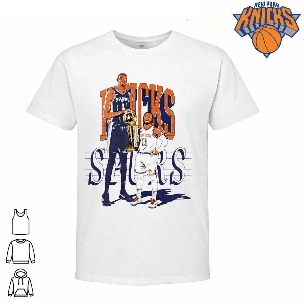 New York Knicks Jalen Brunson San Antonio Spurs Victor Wembanyama Larry O’Brien Trophy Vintage Illustration NBA Finals 2026 Shirt