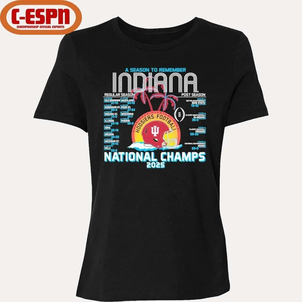 Indiana Football CFP National Champions Retro Schedule T-Shirt