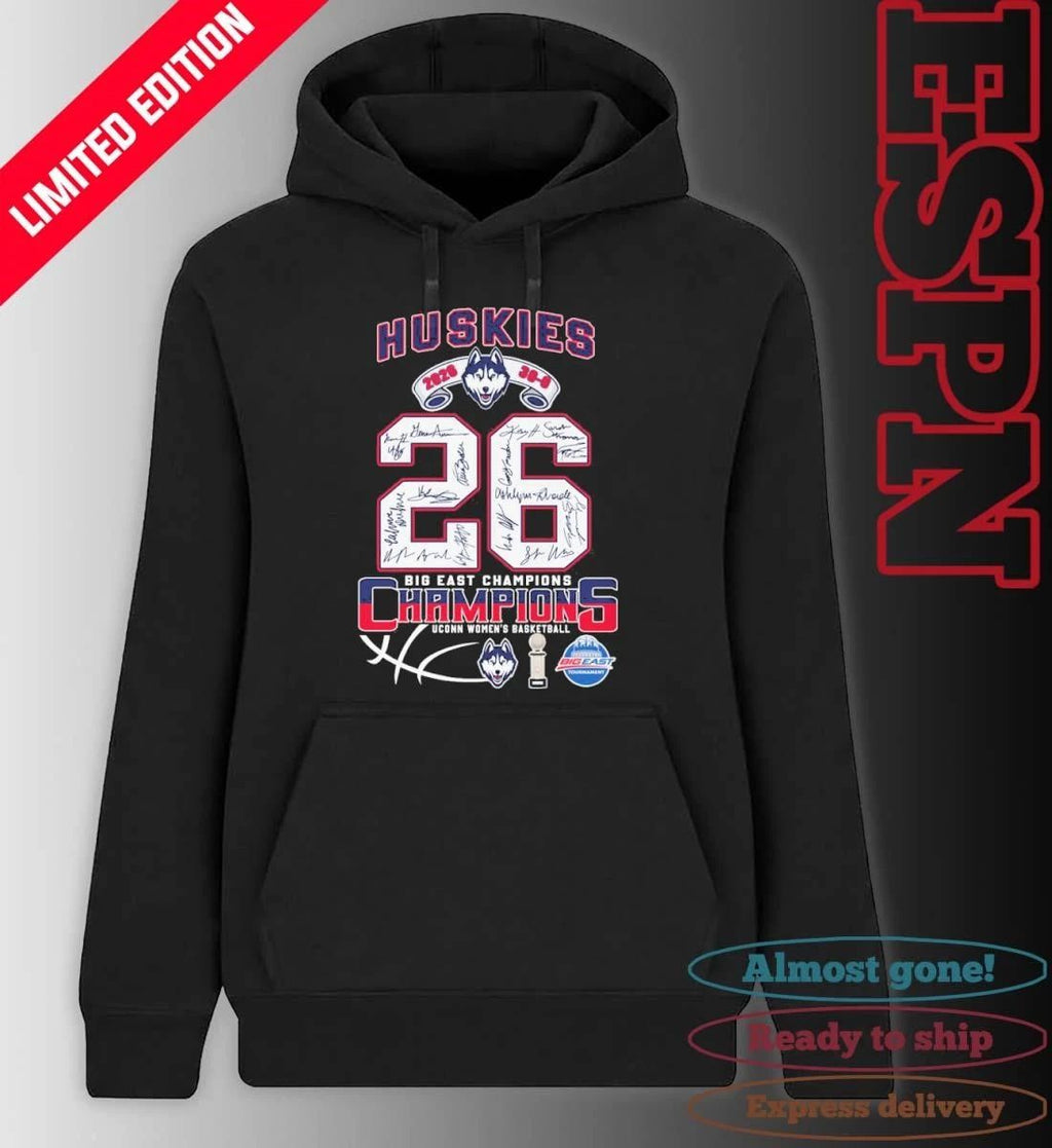 Uconn Huskies 2026 Big East Women’s Basketball Champions 30-0 Signatures Shirt