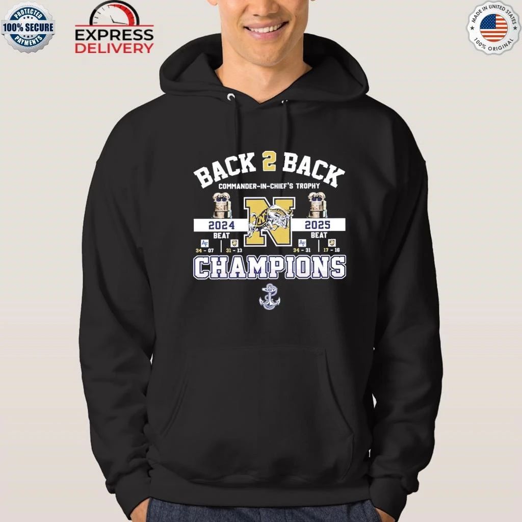 2025 Navy Midshipmen B2B Commander-in-Chief’s Trophy Champs Shirt