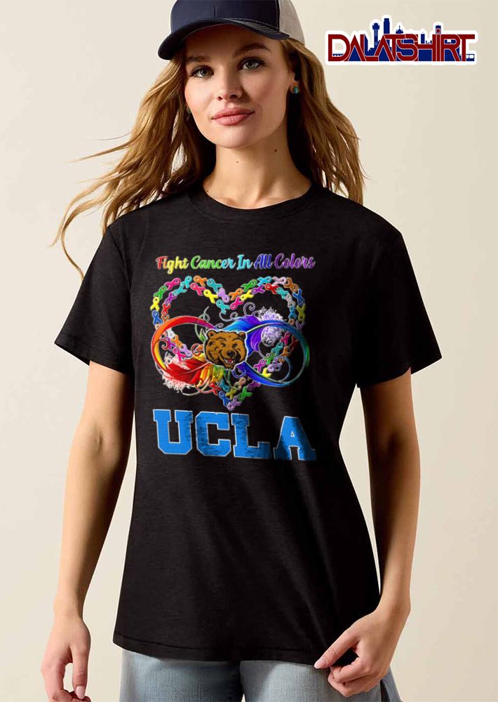 Ucla Bruins NCAA Fight Cancer In All Colors Bear Head Ribbon Heart Infinity Symbol shirt