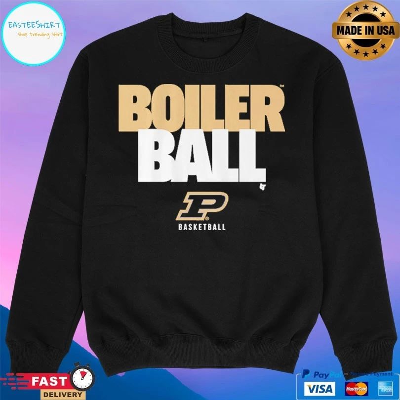 Purdue Boilermakers Men’s Basketball Boiler Ball Text Stack T-shirts