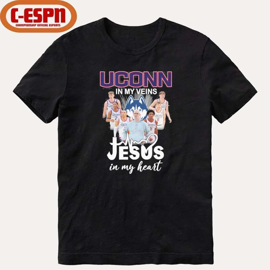 Uconn Men’s Basketball In My Veins Jesus In My Heart Shirt