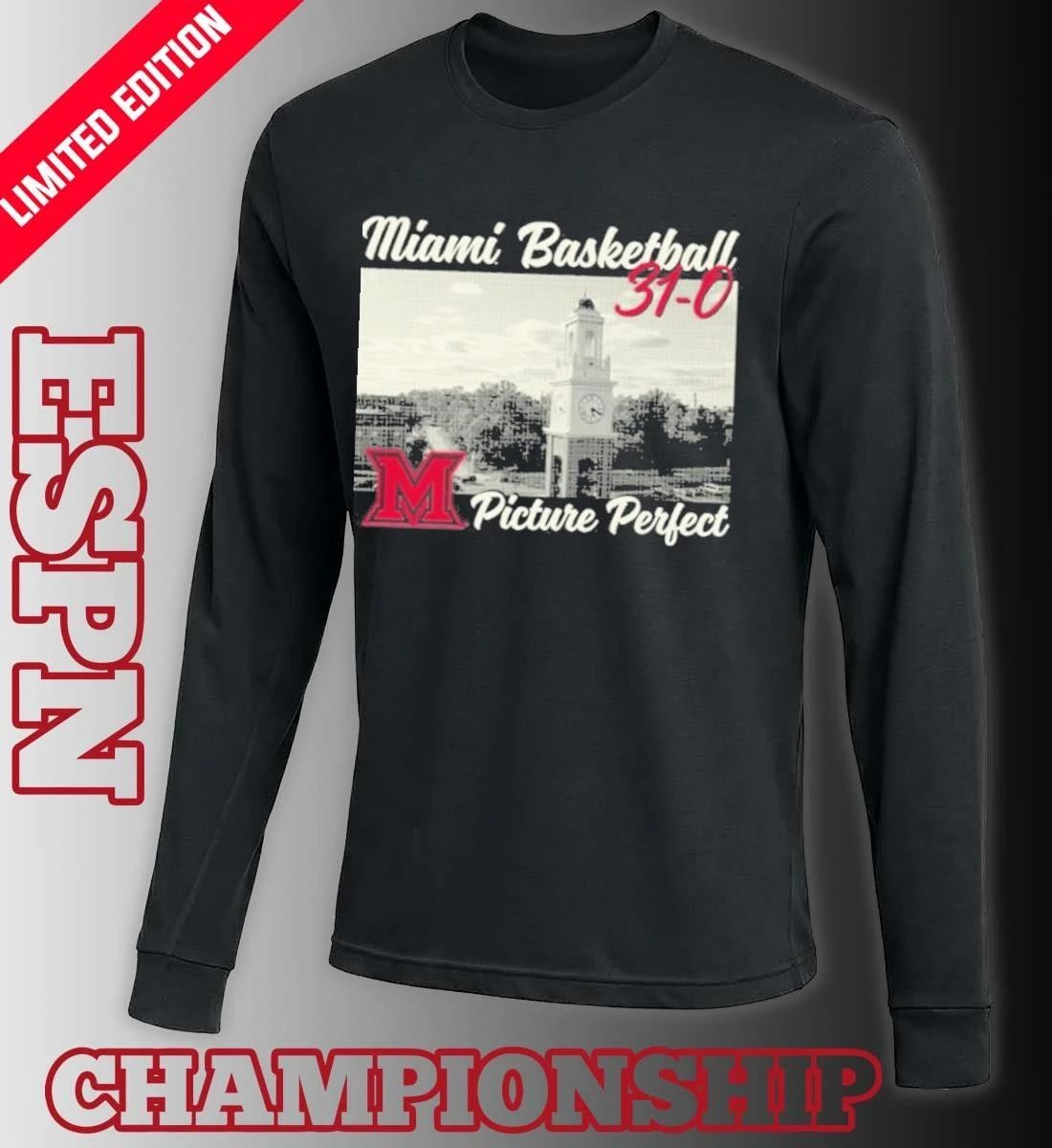 Miami RedHawks Men’s Basketball 31-0 Picture Perfect Shirt