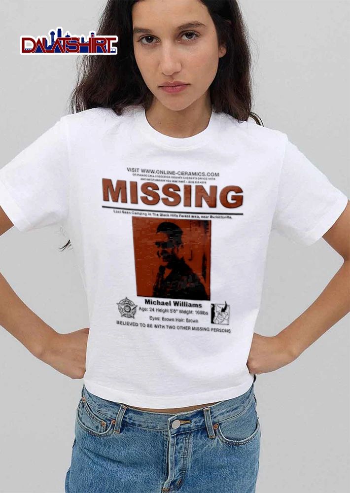 Online Ceramics Missing Last Seen Camping Michael Williams Poster Halftone Photo Sheriff Badge shirt
