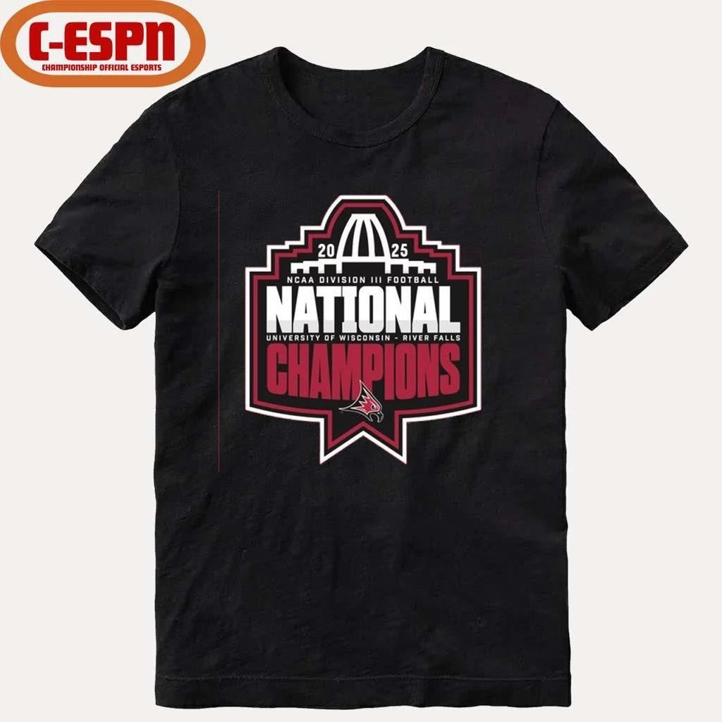 UW-River Falls Falcons NCAA DIII Football National Champions Official Logo T-Shirt