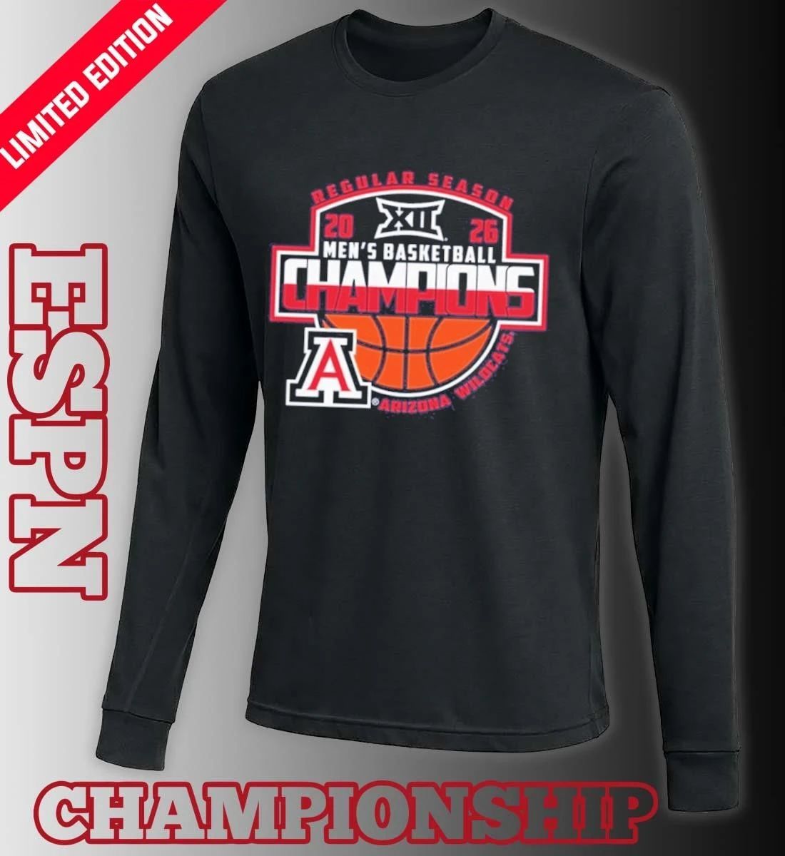 Arizona Wildcats 2026 Big 12 Men’s Basketball Regular Season Champions T-Shirt