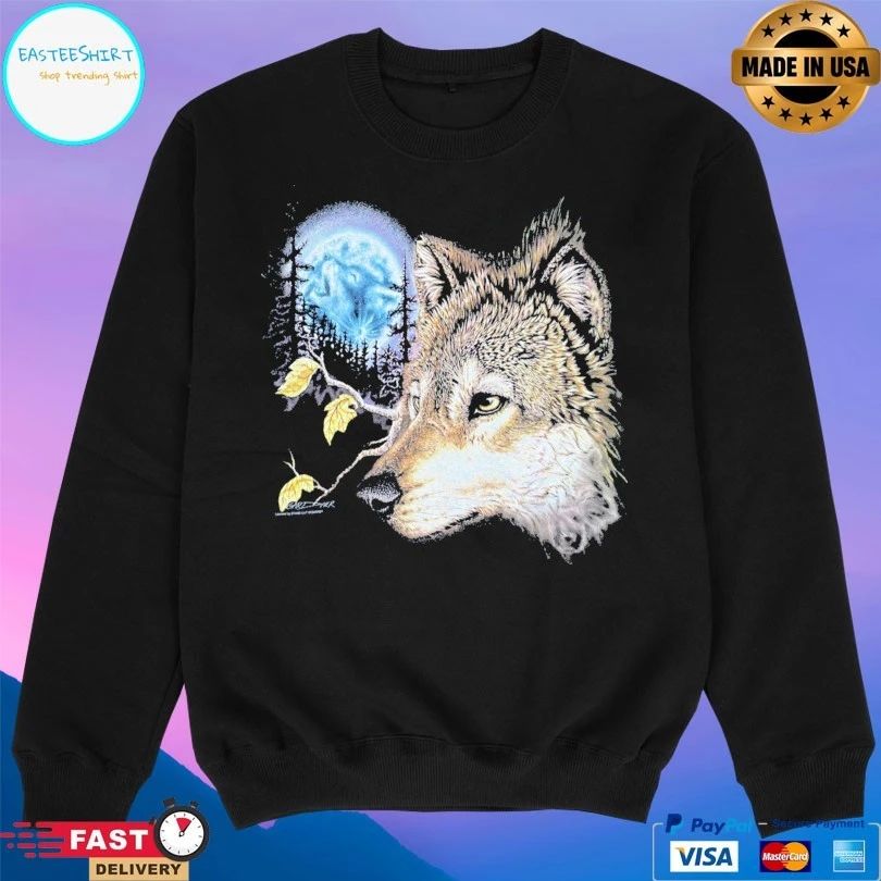 Fruit Of The Loom Wolf Pack Moon Animal Vintage T-shirt