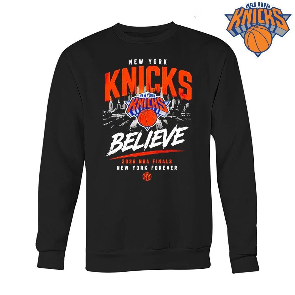 New York Knicks Believe New York Forever 2026 NBA Finals Black T Shirt
