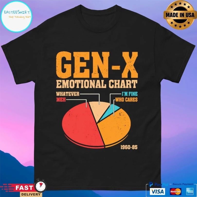 Gen-X Emotional Chart Whatever Meh I’m Fine Who Cares 1960-85 T-shirt