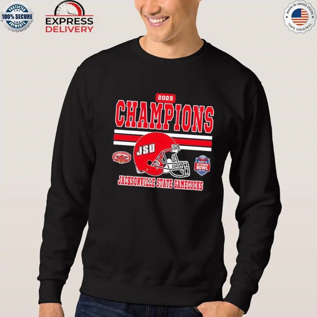 Salute to Veterans Bowl Champions Jacksonville State Gamecocks Football Champions 2025 IS4S Salute to Veterans Bowl Shirt