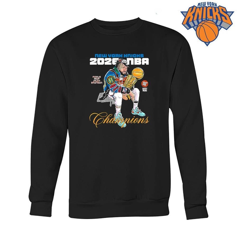 New York Knicks Champions NBA 2026 Jalen Brunson Finals MVP Bootleg Graphic Shirt