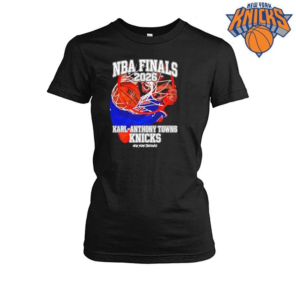 Karl Anthony Towns KAT New York Knicks Slam Dunk Rim View Vintage New York Takeover NBA Finals 2026 Shirt