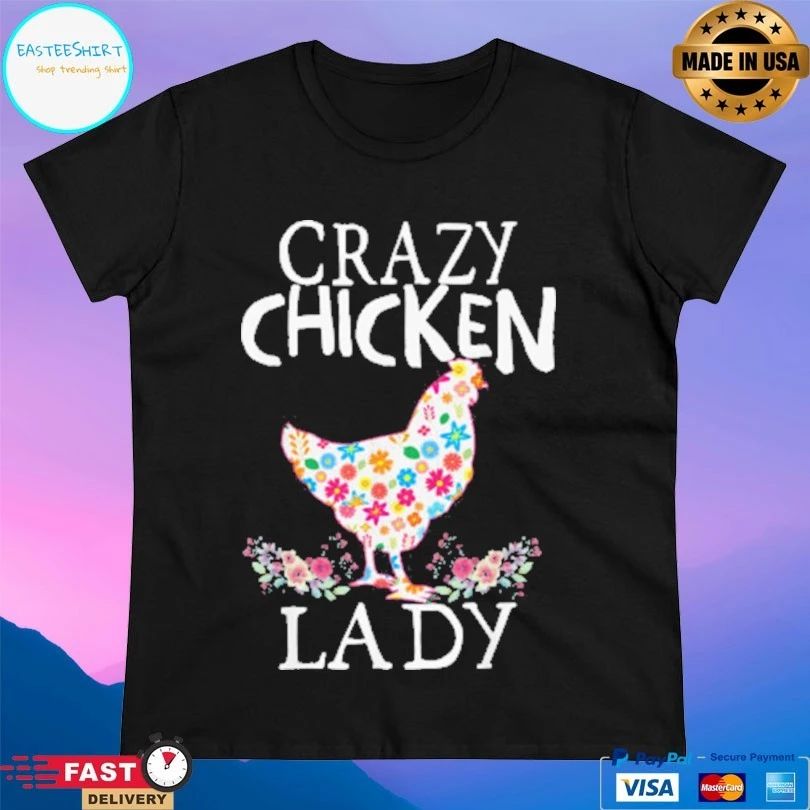Crazy Chicken Lady Floral Hen Silhouette Graphic T-shirt