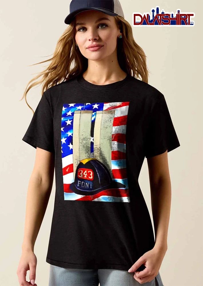 Fdny 343 Firefighter Helmet World Trade Center American Flag shirt